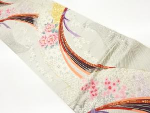 リサイクル　束ね熨斗に花々模様織出し袋帯